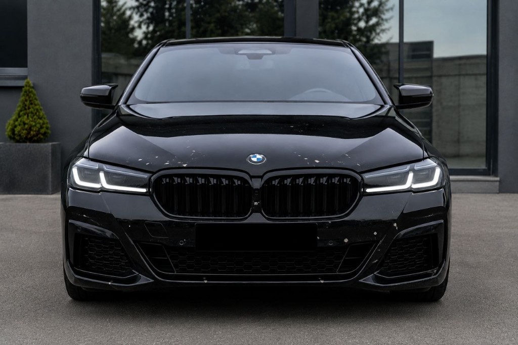 BMW serije 5 bez SKINGARD folije — vidljivi skokovi kamenčića na haubi